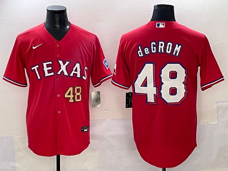 Men 2025 Texas Rangers #48 Degrom Red Game Nike MLB Jersey style 8->women mlb jersey->Women Jersey
